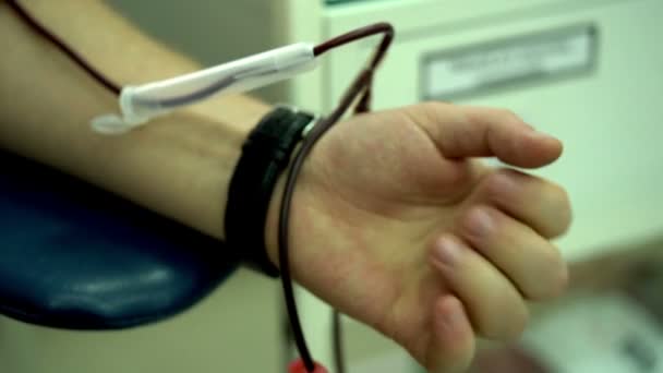 Performing Special Exercises Hand Blood Donation — Stock Video