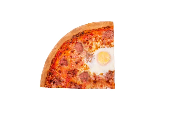 Чверть Піци Ізольованої Білому Тлі Обрізаною Стежкою Зверху Італійська Піца — стокове фото