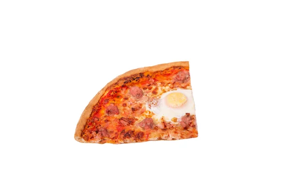 Ein Viertel Einer Pizza Isoliert Auf Weißem Hintergrund Mit Clipping — Stockfoto