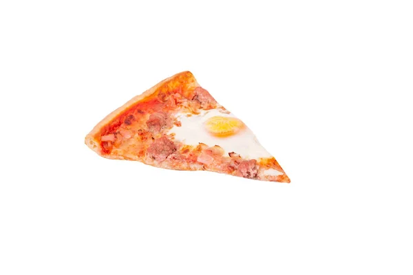 Кусок Пиццы Изолирован Белом Фоне Вырезкой Пути Вид Углом Вкусная — стоковое фото