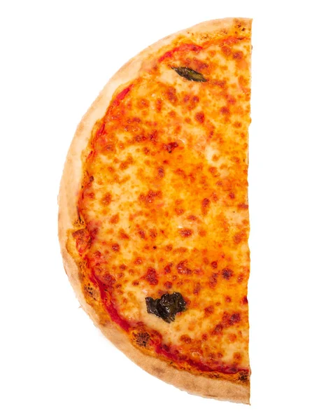 Een Helft Van Pizza Geïsoleerd Witte Achtergrond Met Clipping Pad — Stockfoto