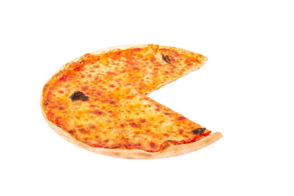 Italian Pizza Mozzarella Bocconcini Basil Leaves Pizza Margherita Cut Quarter — Stock Photo, Image