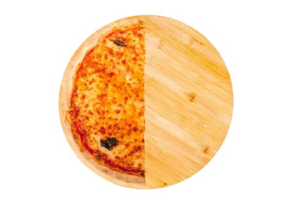 Meia Pizza Saborosa Com Mussarela Bocconcini Folhas Manjericão Margherita Pizza — Fotografia de Stock
