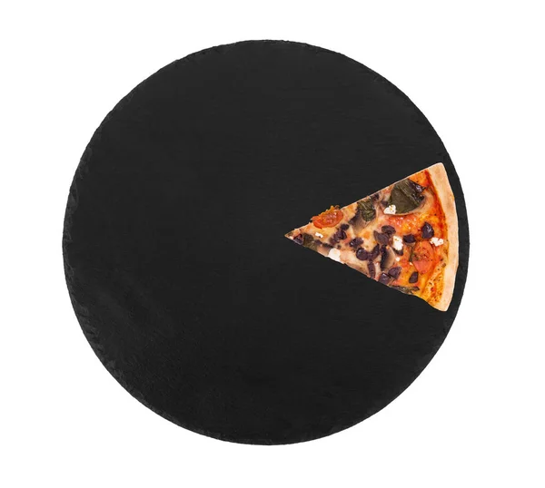 Кусок Вкусной Пиццы Помидорами Черри Шпинат Моцарелла Фета Оливки Каламата — стоковое фото