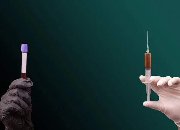 Tubo Teste Com Sangue Para Análise Coronavirus Vacina Potencial Contra — Fotografia de Stock