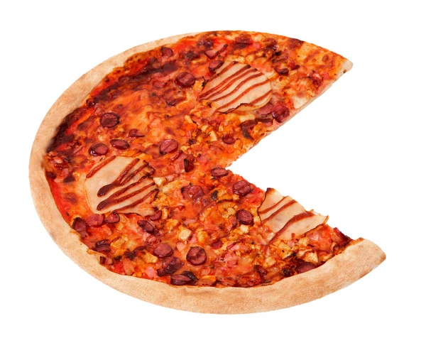 Leckere Pizza Bbq Mit Schinken Bbq Sauce Speck Und Salami — Stockfoto