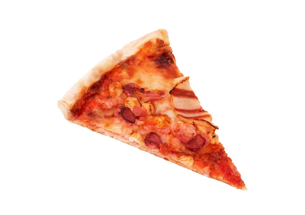 Uma Fatia Pizza Italiana Churrasco Com Presunto Molho Churrasco Bacon — Fotografia de Stock