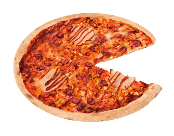 Pizza Italiana Saborosa Com Presunto Molho Churrasco Bacon Salame Sem — Fotografia de Stock