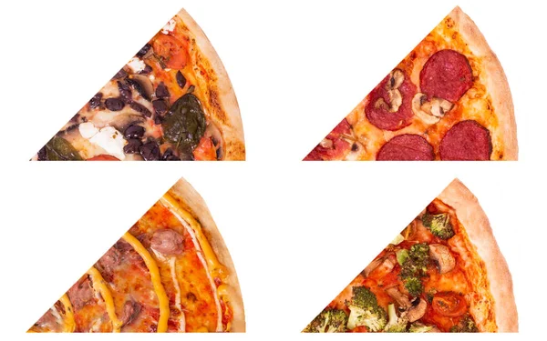 Italiaanse Pizza Plak Set Geïsoleerd Witte Achtergrond Verschillende Pizza Zoals — Stockfoto