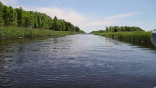 Над поверхностью воды пролетает фотоаппарат Попова — стоковое видео