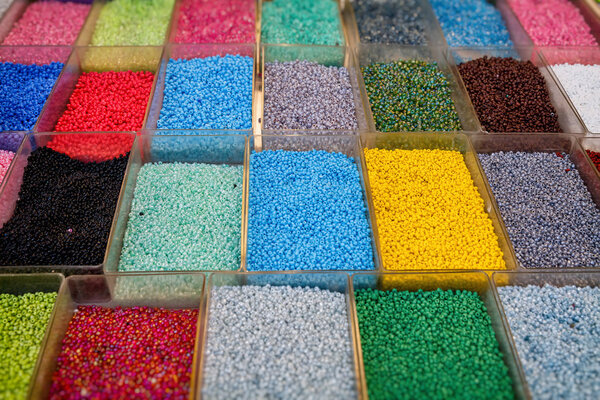 Colorful beads for jewelry, beads backround
