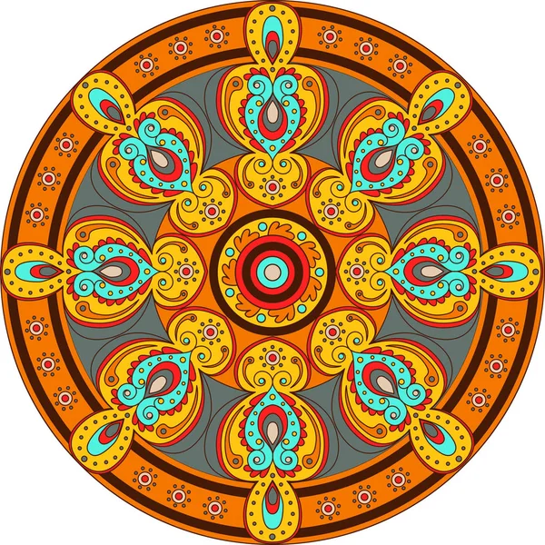 다채로운 둥근 장식 만다라입니다. 추상 꽃입니다. 인도 부족 boho 디자인 — 스톡 벡터
