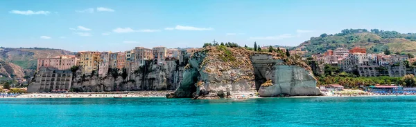 Panorama View Tyrrhenian Sea Tropea Beach Big Rocks Santa Maria — Stock Photo, Image