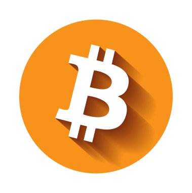 Kripto Döviz Alım Bitcoin düz vektör logosu, web, etiket baskı için simge. Bitcoin blockchain cryptocurrency.