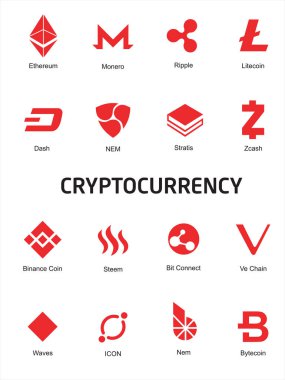 Kripto Döviz Alım Bitcoin düz vektör logosu, web, etiket baskı için simge. blockchain cryptocurrency. Cryptocurrency simge seti. Düz simgeler