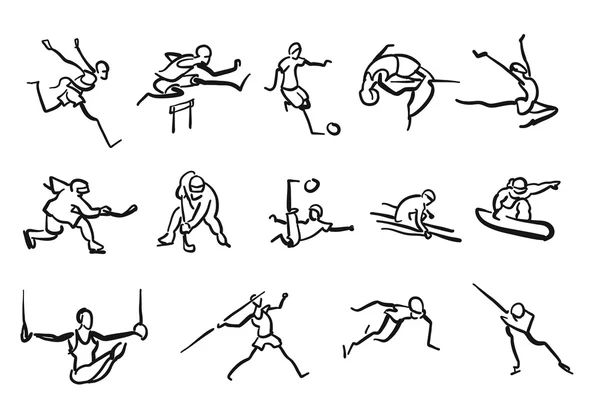 Lepivé muži nakreslil Atletika sportovci kolekce — Stockový vektor