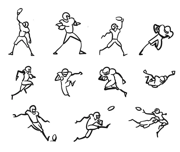 Futebol Americano Jogador Motion Sketch Studies — Vetor de Stock