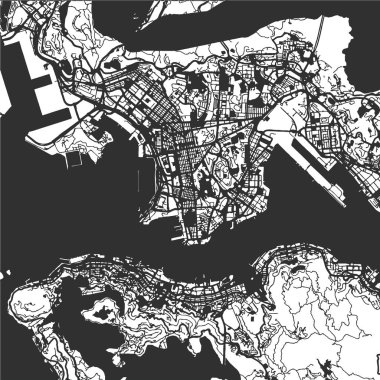 Hong Kong monokrom harita