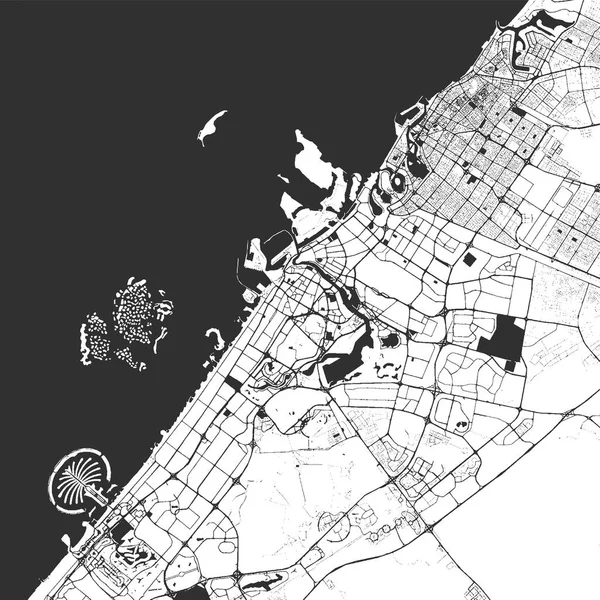 Dubai Monochrome Mapa Artprint — Vector de stock