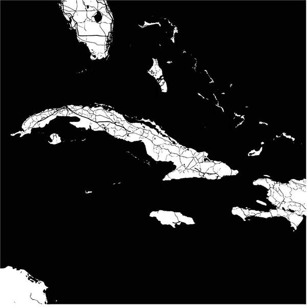 Kuba, Karaiby, monochromatyczne mapę Artprint — Wektor stockowy