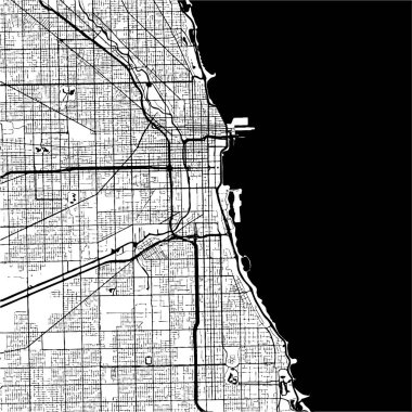 Chicago, ABD, tek renkli harita satın