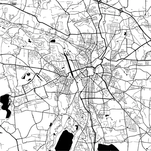 Leipzig, Alemanha Monocromático Mapa Artprint —  Vetores de Stock