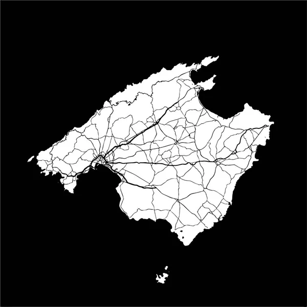 Mallorca Monocromático Mapa Artprint — Vetor de Stock