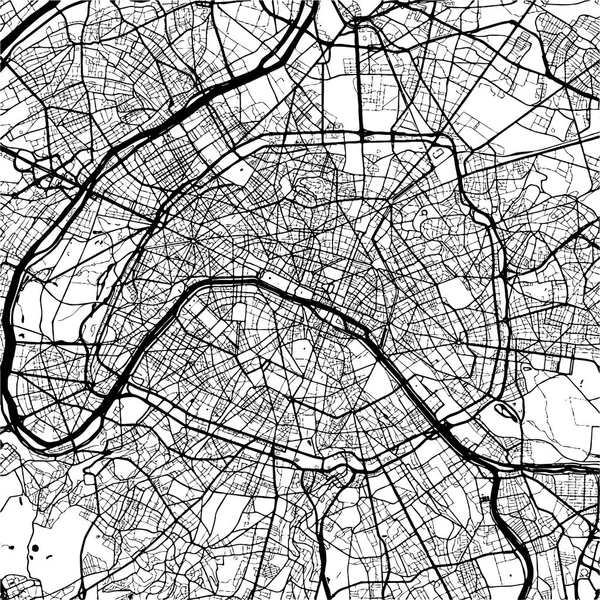 パリ、フランス、モノクロ マップ Artprint — ストックベクタ