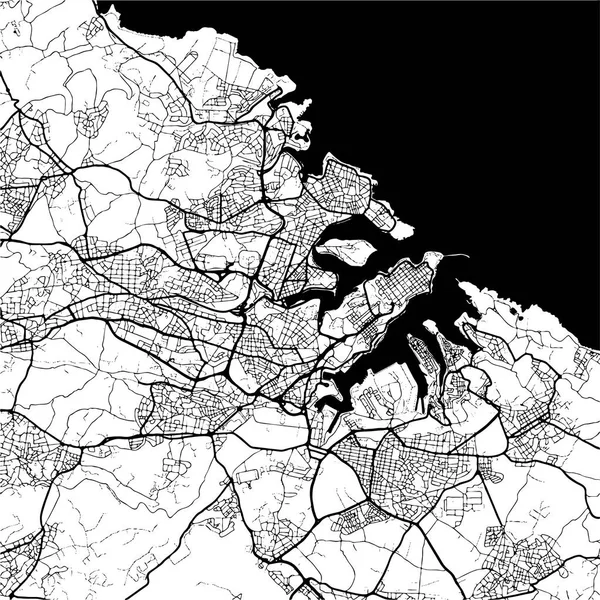 Valetta, Malta, Monochrome Mapa Artprint — Vector de stock