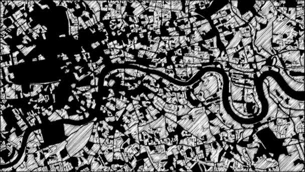 Londres City Mapa Animación Filmación 4K Loop — Vídeos de Stock