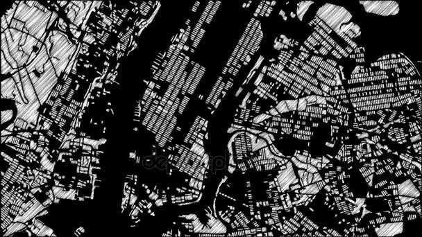 Ciudad de Nueva York Mapa del centro Animación Imágenes 4K Loop — Vídeo de stock