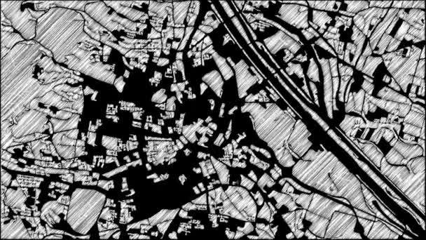 Viena Mapa de la ciudad Animación Imágenes 4K Loop — Vídeo de stock