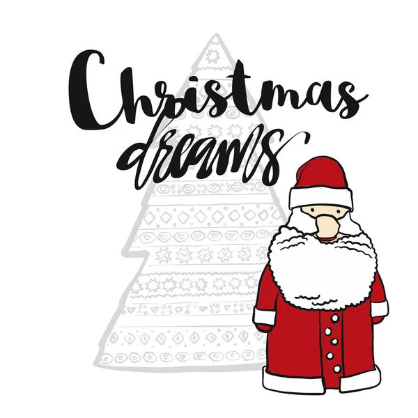 Tarjeta de felicitación Christmas Dreams con Santa — Archivo Imágenes Vectoriales