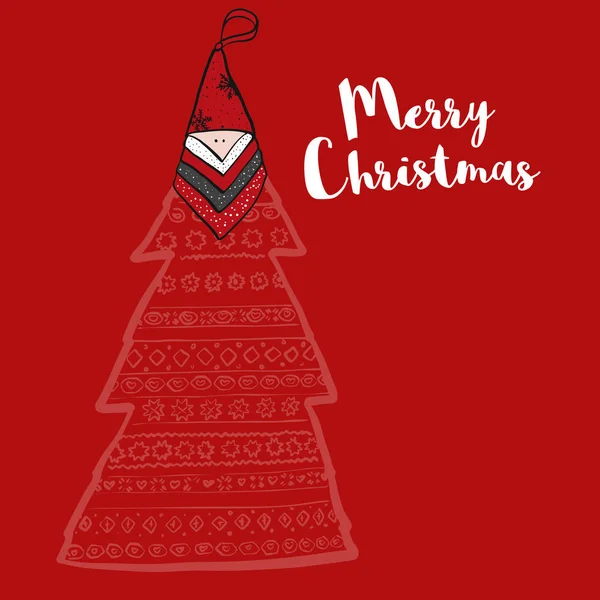 Merry Christmas Tree med Santa hatt — Stock vektor