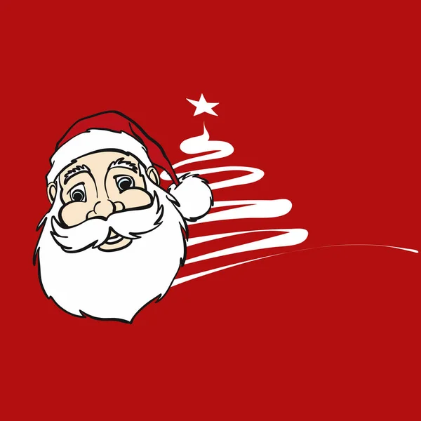스케치 된 크리스마스 라벨 산타 머리와 트리 — 스톡 벡터