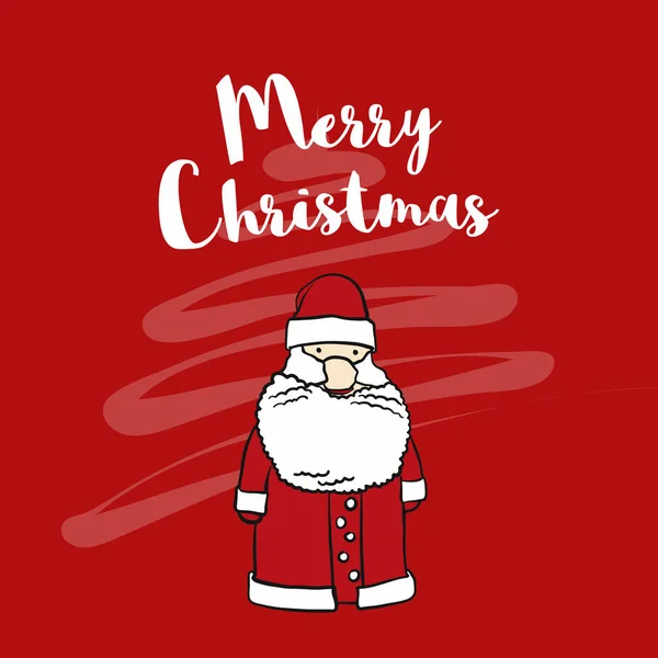 Feliz etiqueta de Navidad con Santa y árbol en rojo — Archivo Imágenes Vectoriales