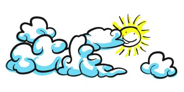 Sopa şekil arka plan bulut oluşumu ile güneş