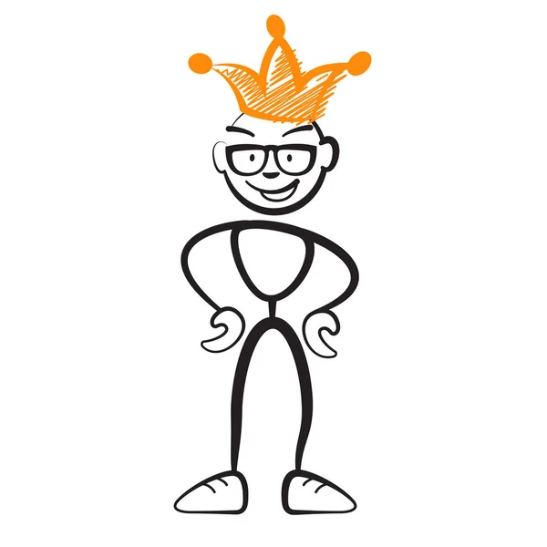 Stick Figur kung med glasögon — Stock vektor