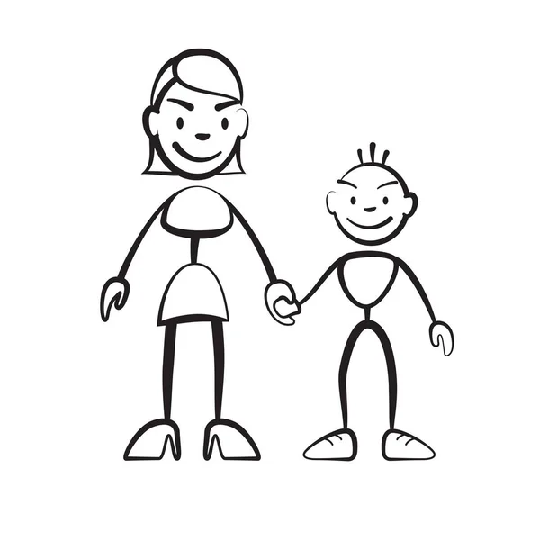 简笔画的母亲和儿子 — 图库矢量图片