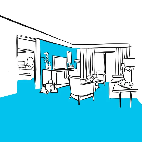 Hotel pokoj Luxusní byt, modrá série — Stockový vektor