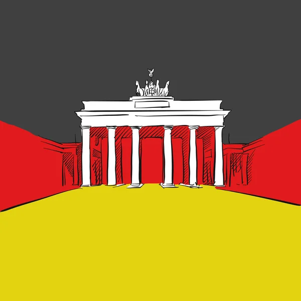 Brandenburg Kapısı ile Almanya bayrağı — Stok Vektör
