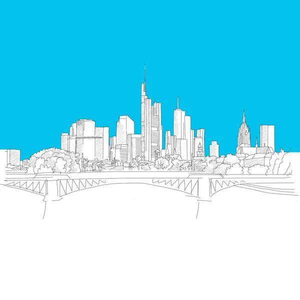 Línea del horizonte de Frankfurt, Serie Azul — Vector de stock