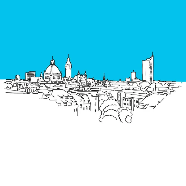 Panorama de Leipzig, série bleue — Image vectorielle