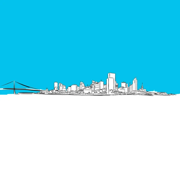 Los Angeles panorama, blauwe reeks — Stockvector