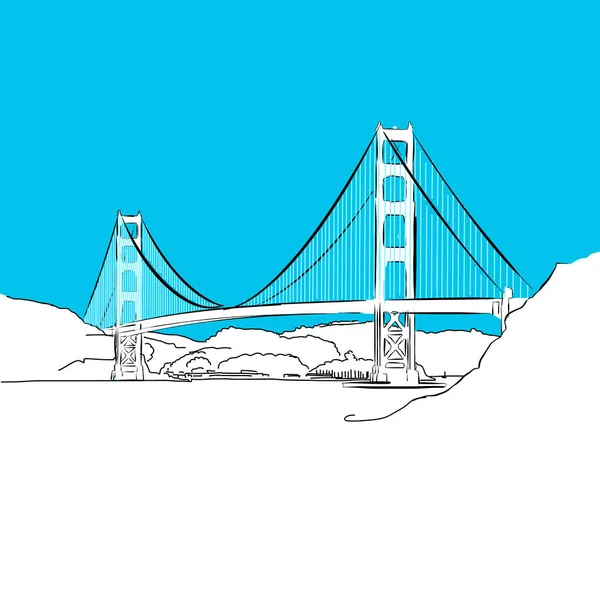 Golden Gate Köprüsü, vektör, Blue Serisi — Stok Vektör