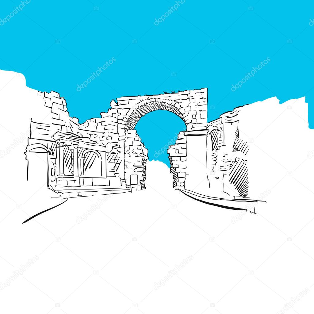 Side, Turkey, Old Town Gate, Blue Series