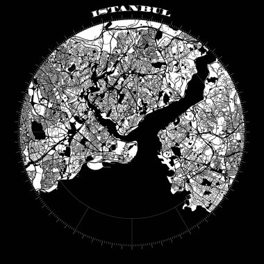 Istanbul Compass Design Map Artprint clipart