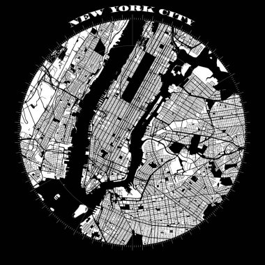 New York'un Manhattan pusula tasarım harita