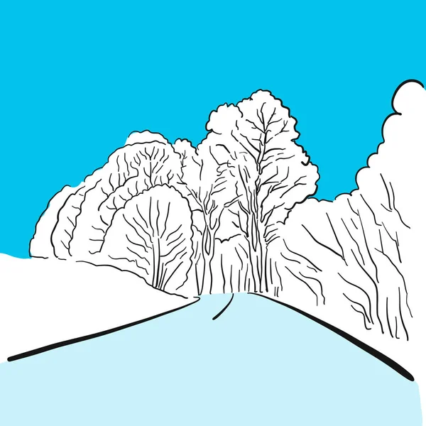 Paysage de glace avec illustration de fond de route — Image vectorielle