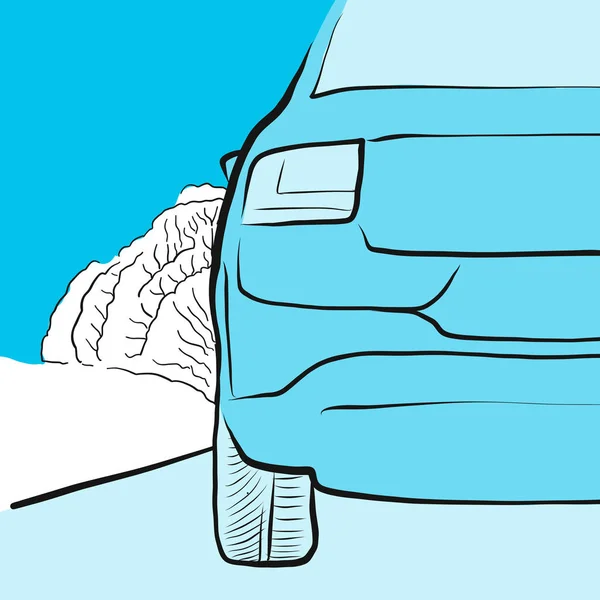 Carro e pneu na estrada lisa, ilustração —  Vetores de Stock